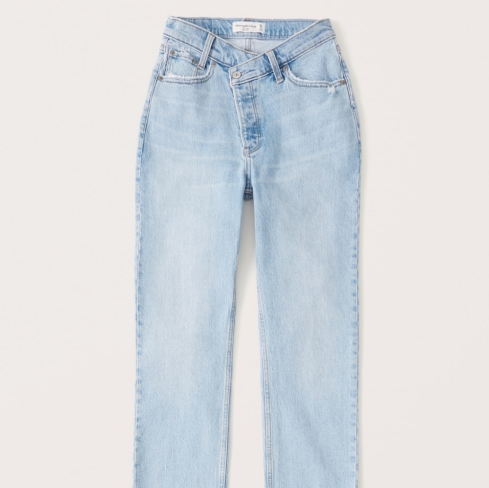 Abercrombie Curve Love High Rise Dad Jeans criss-cross waist sz 28